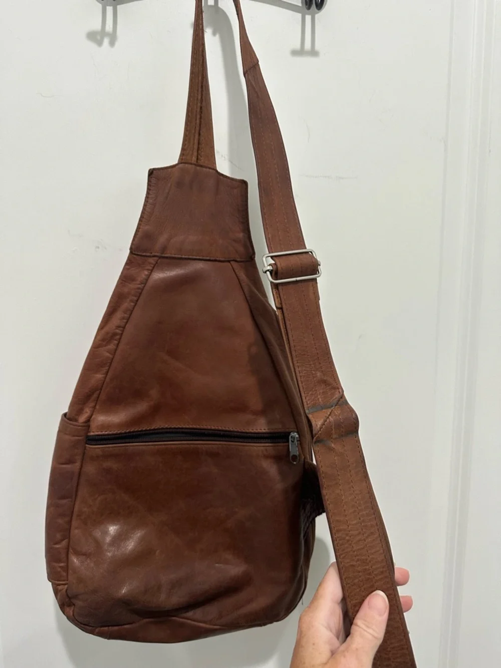 Brown Genuine Leather Unisex Sling Bag